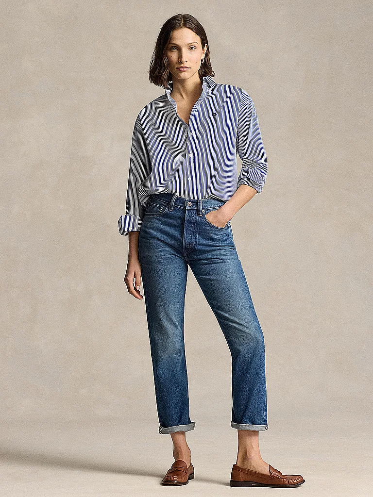 Chemise droite à rayures en coton - vue 9